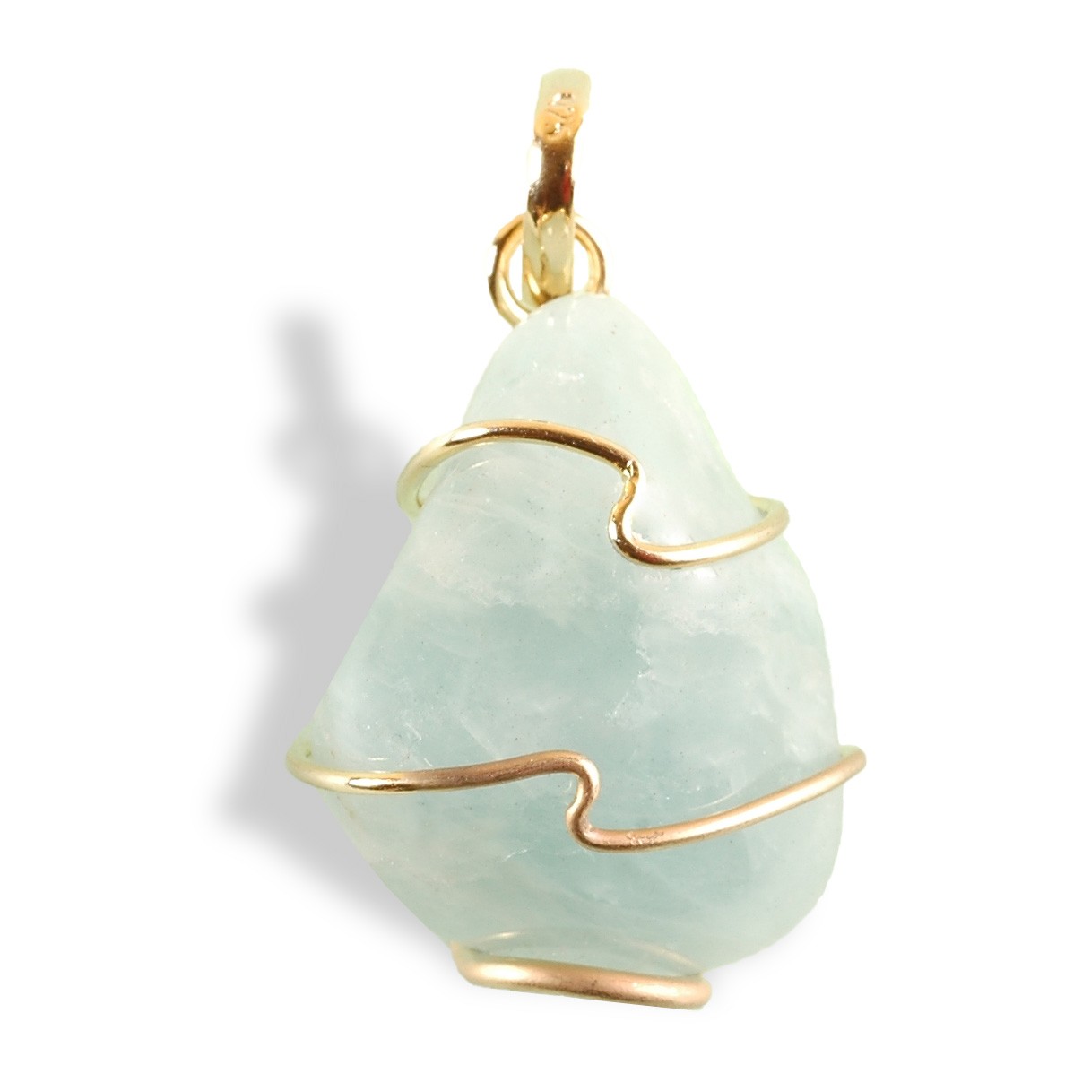 Aigue marine roulée, pendentif