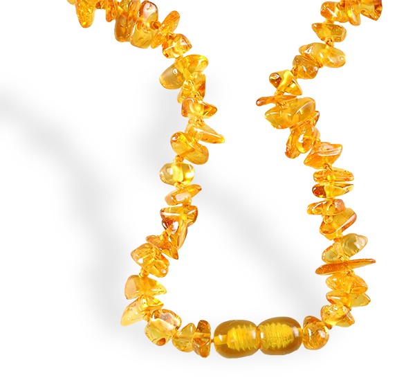 Collier baroque bébé Ambre miel, à la poussé des premières dents de bébé.