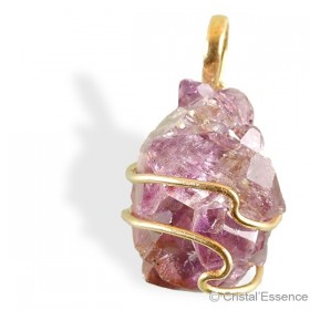 Améthyste cristallisée d'Inde, pendentif plaqué or