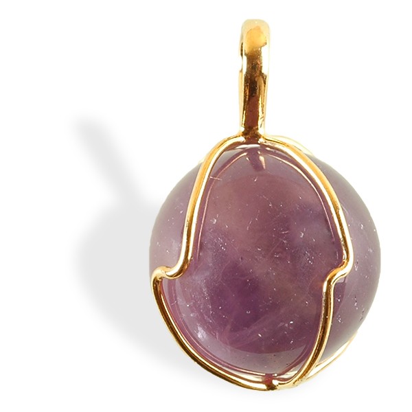 Pendentif Améthyste sphère, cerclage plaqué or pour la douceur