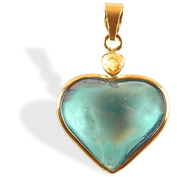 Aqua Aura, pendentif cœur plaqué or, avec citrine