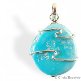 Turquoise naturelle, pendentif argent