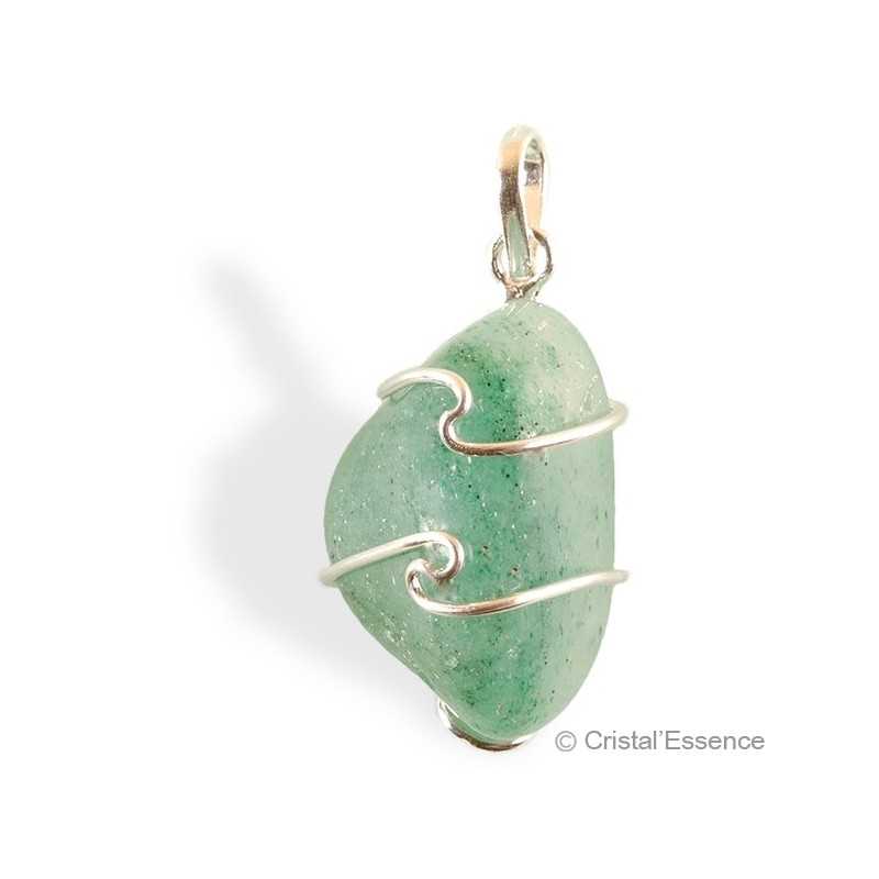 Aventurine roulée, pendentif argent