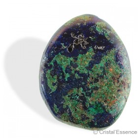 Azurite-malachite, galet plat