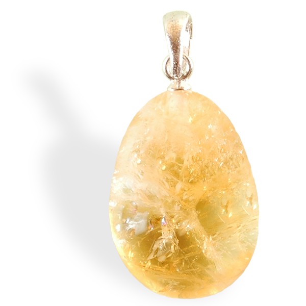 Pendentif Citrine roulée attache argent aide pour la confiance en soi