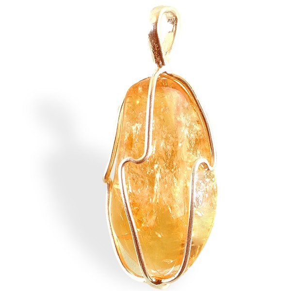 Pendentif Citrine roulée cerclage argent pour la confiance en soi