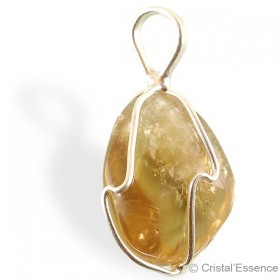 Citrine Naturelle roulée, pendentif argent