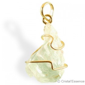 Hiddénite brut, pendentif plaqué or