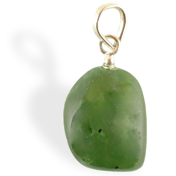 Pierre Jade néphrite roulée en forme de pendentif avec attache