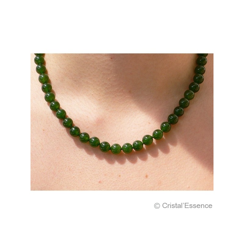Jade Néphrite, collier perles