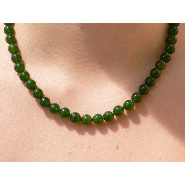 Pierre Jade Néphrite, collier perles de 6 mm ou 8 mm