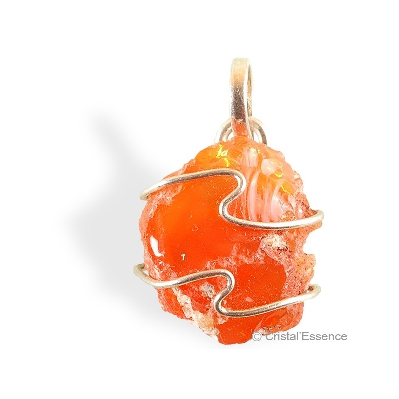 Opale de Feu, pendentif argent