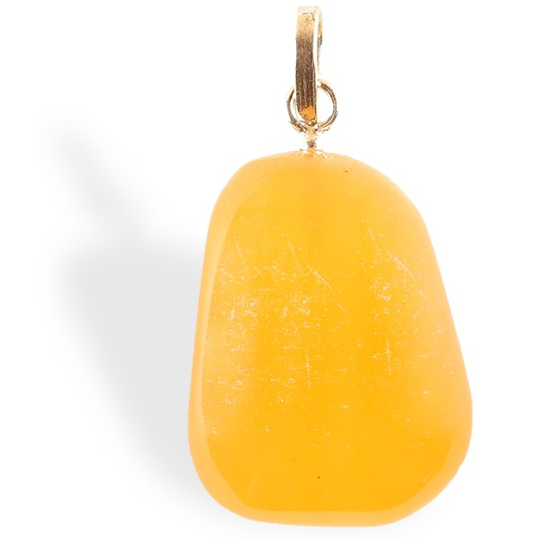 Calcite orange roulée, pendentif