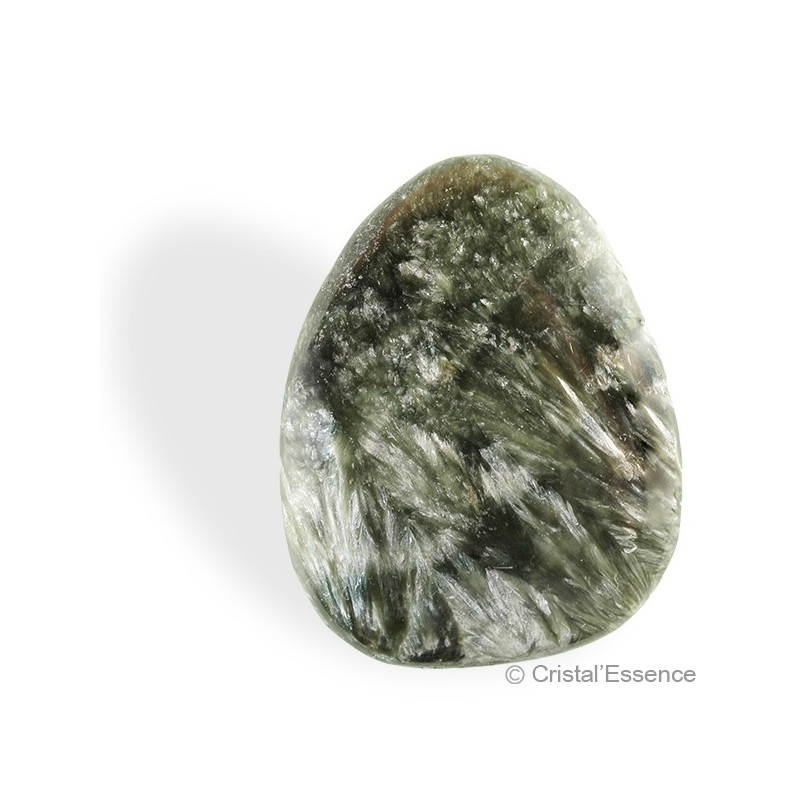 Séraphinite, galet plat et épais