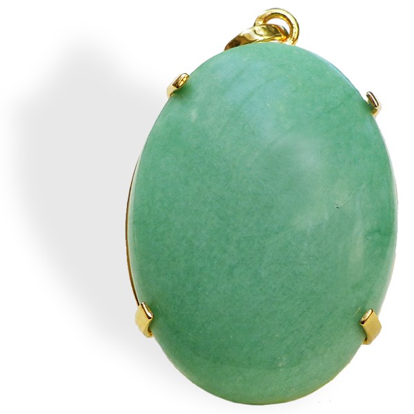 Variscite polie en cabochon, pendentif plaqué or