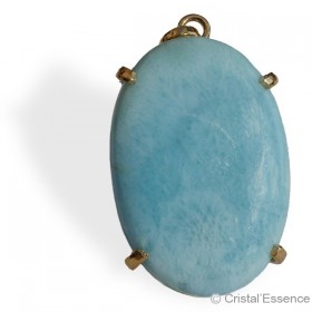 Larimar cabochon ovale, pendentif plaqué or