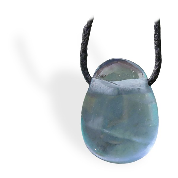 Pierre Fluorite bleue roulée, pendentif percé pour développer les qualités intuitives