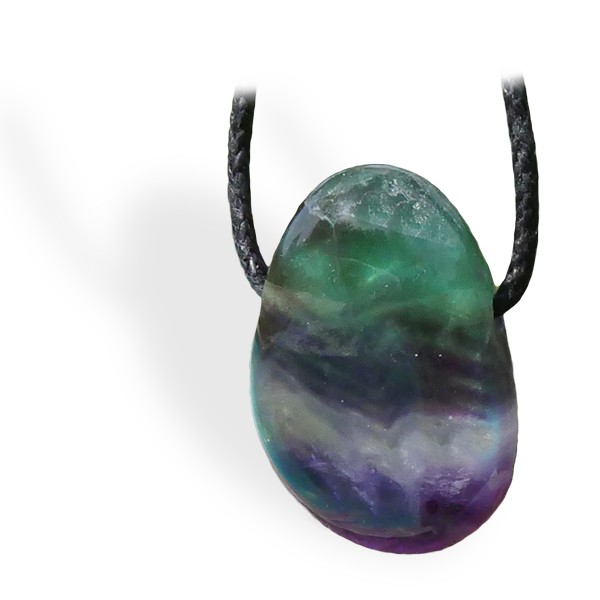 Pierre Fluorite multicolore roulée, pendentif percé pour rendre les perceptions claires et précises