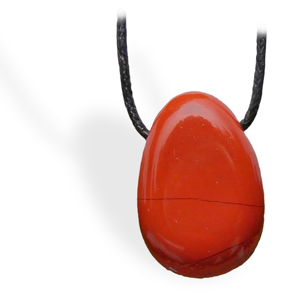 Jaspe rouge roulé, pendentif percé