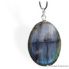 Pendentif Labradorite roulée, attache argent, qualité AA, pour la protection.