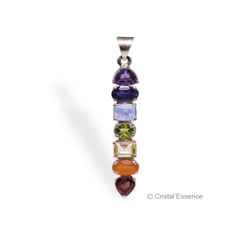 Pendentif pierres facettées Chakras
