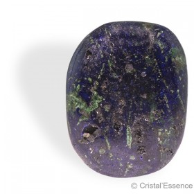 Azurite, petit galet plat