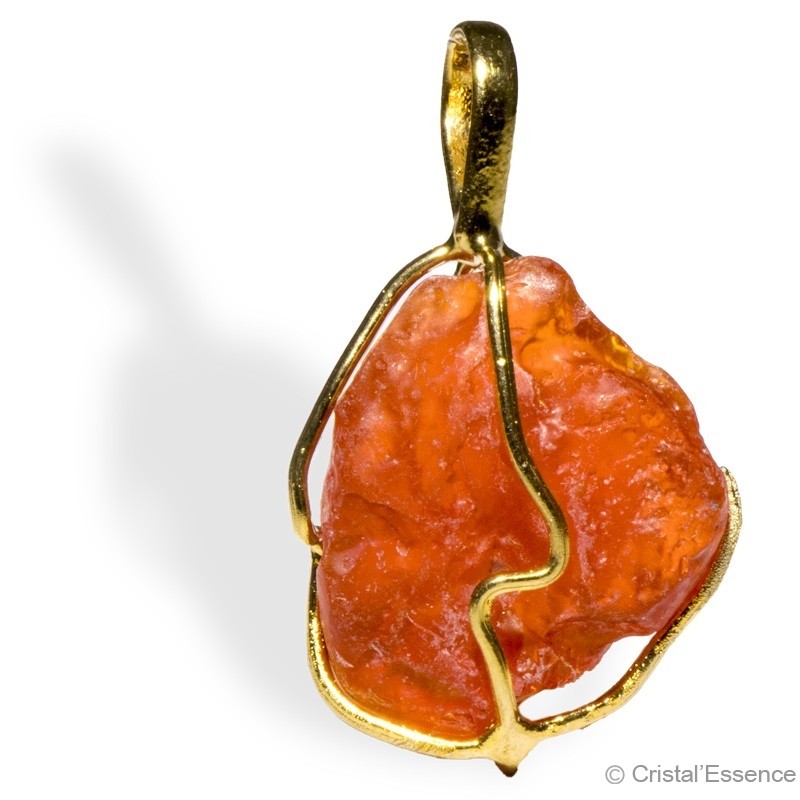 Opale de Feu, pendentif plaqué or