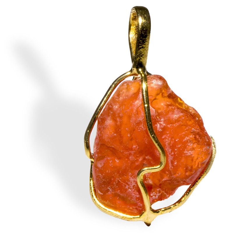 Opale de Feu, pendentif plaqué or
