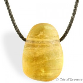 Pierre Fluorite jaune roulée en pendentif percé pour clarifier l'intellect