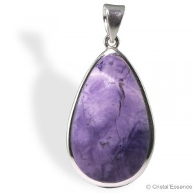 Tiffany cabochon goutte, pendentif argent
