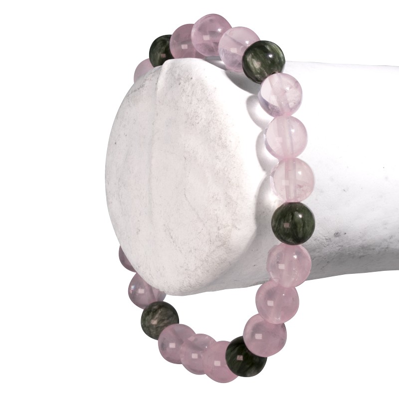 Bracelet "Lâcher-prise", Quartz rose et Séraphinite pour goûter au lâcher prise