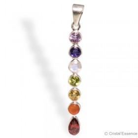 Pendentif Chakras, pierres facettées rondes