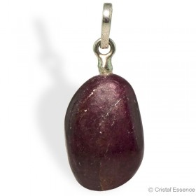 Rubis, pierre roulée, pendentif