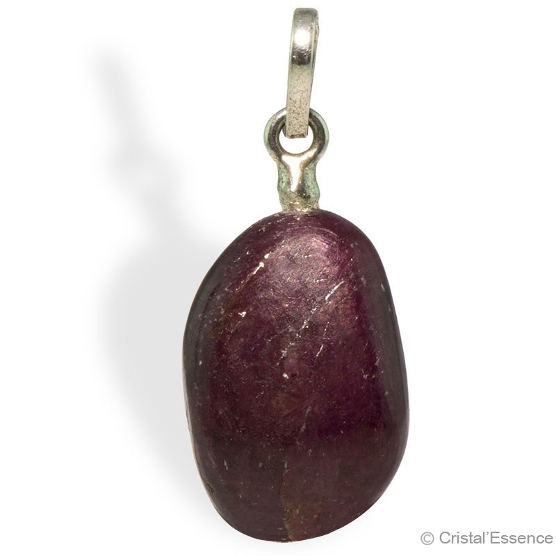 Rubis, pierre roulée, pendentif