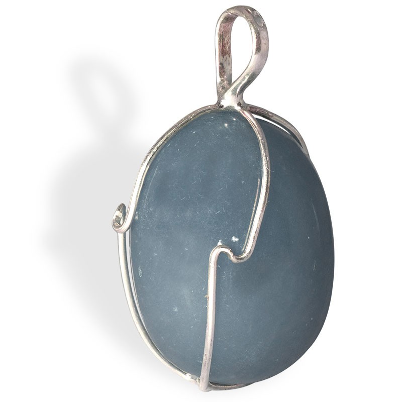 Angélite, roulée pendentif argent