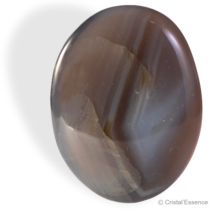 Agate grise, galet plat