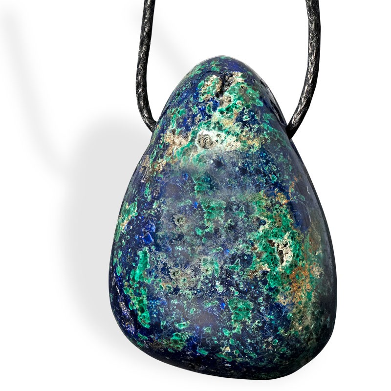 Azurite-malachite, pendentif percé