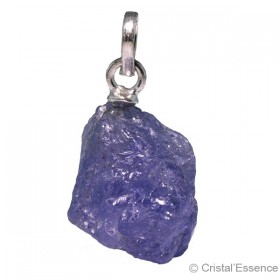 Pendentif pierre brute Tanzanite avec attache en argent