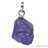 Pendentif pierre brute Tanzanite avec attache en argent, pour calmer l'activité du mental