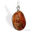 Pendentif Agate Feu roulée cabochon, attache argent, donne un ancrage aux désirs