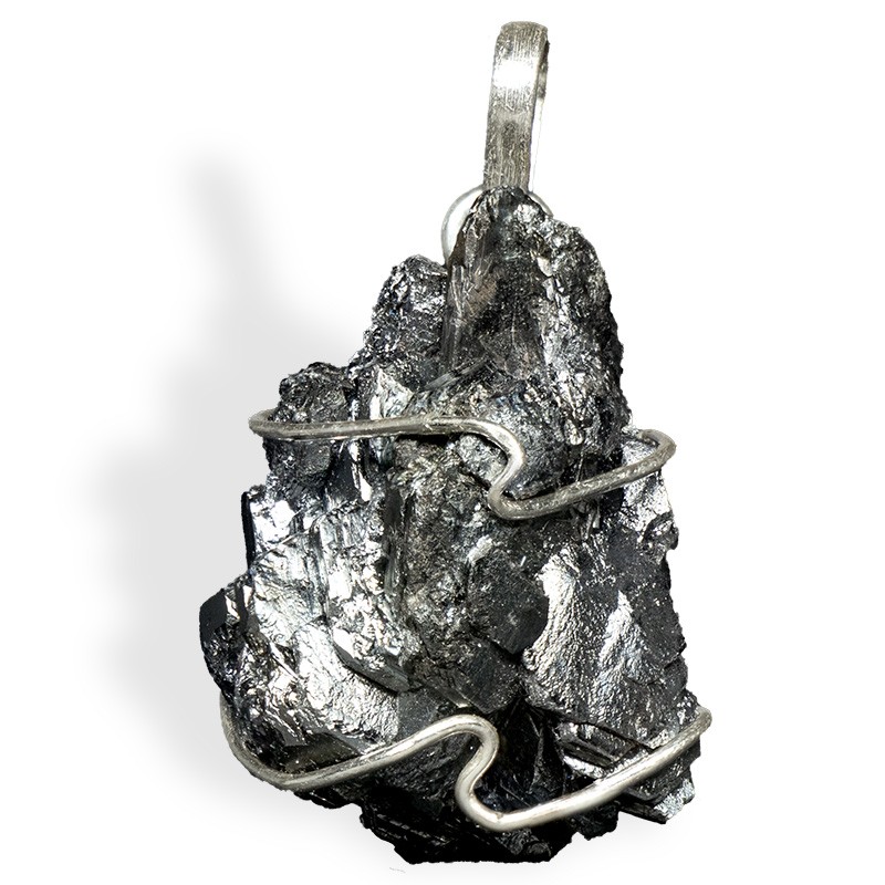 Pendentif Hématite des USA, cristal, carclage argent, pour les maladies dues au sang.