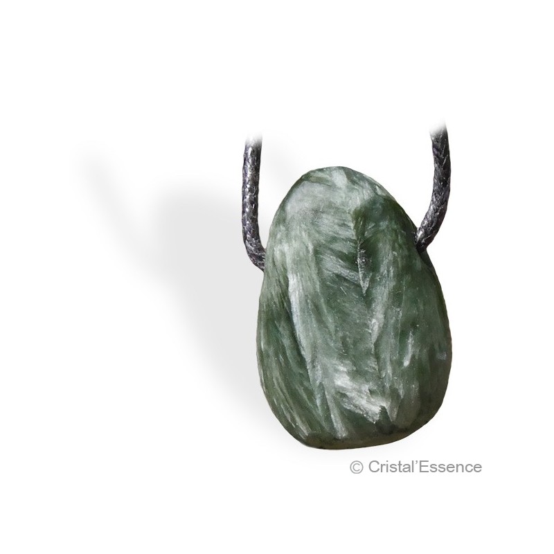 Séraphinite roulée, pendentif percé