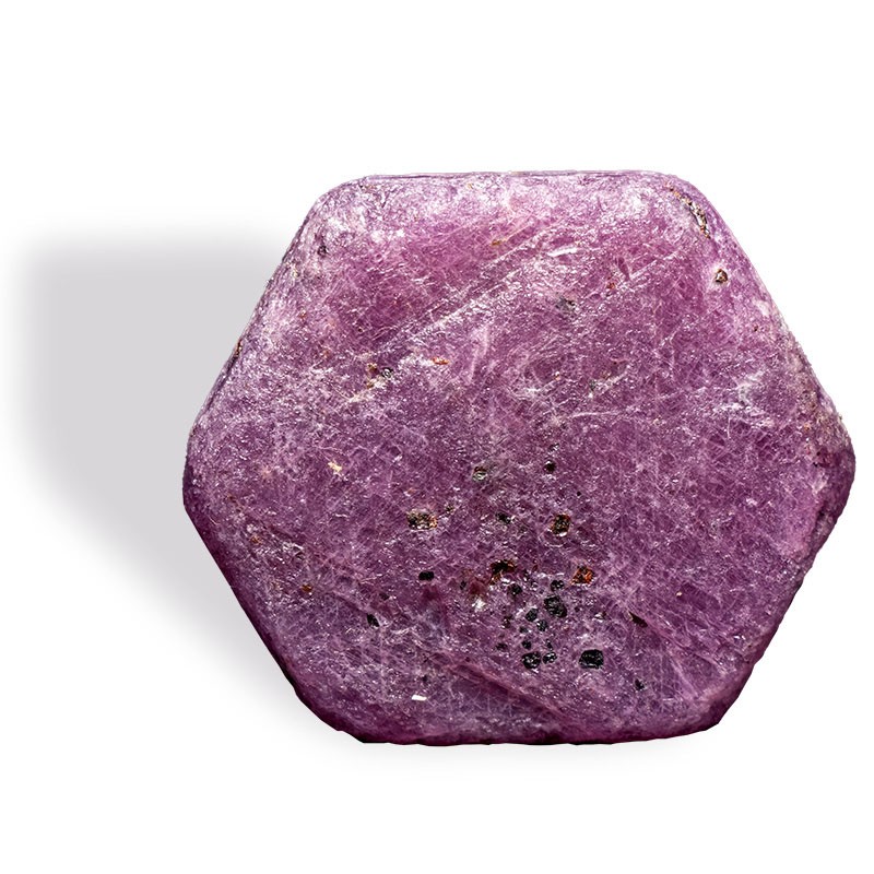 Cristal Rubis hexagonal épais d'Afrique, une pierre stimulante