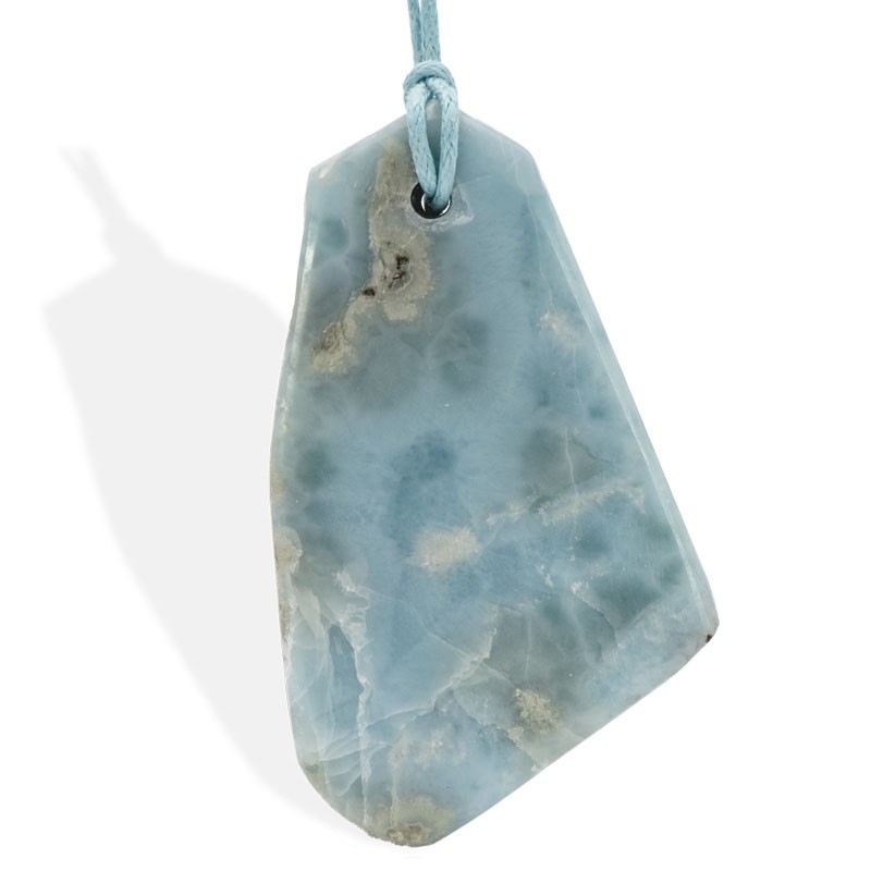 Larimar plaque, pendentif percé poli pour la gestion du stress ou de la colère