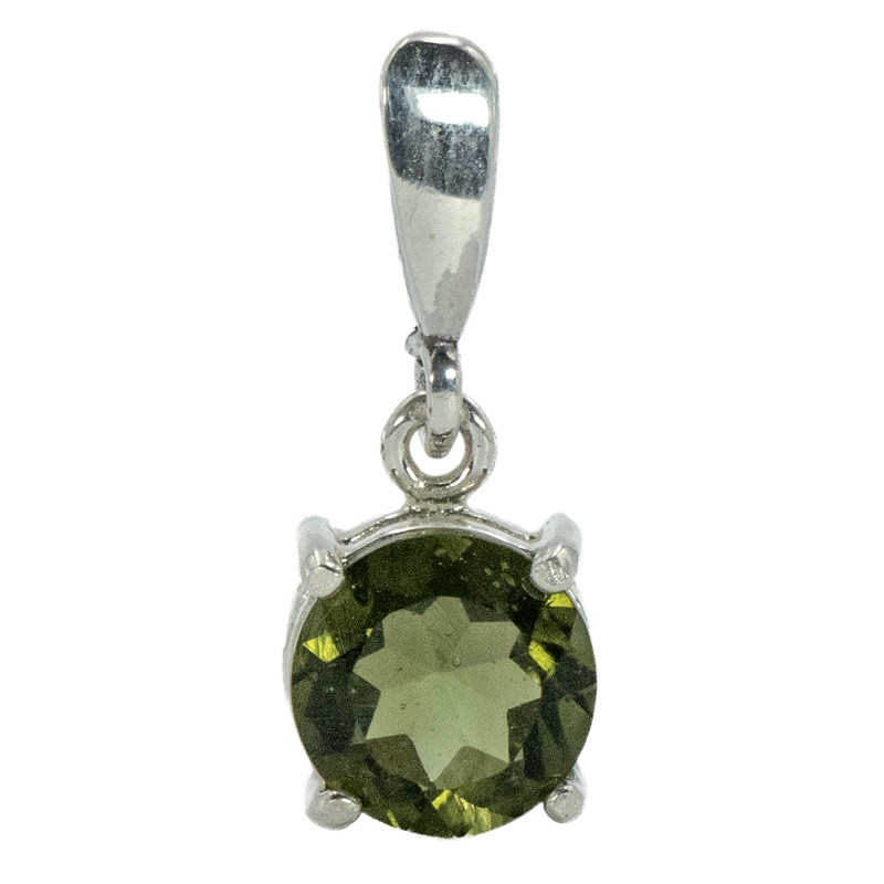 Moldavite taillée, petit pendentif argent