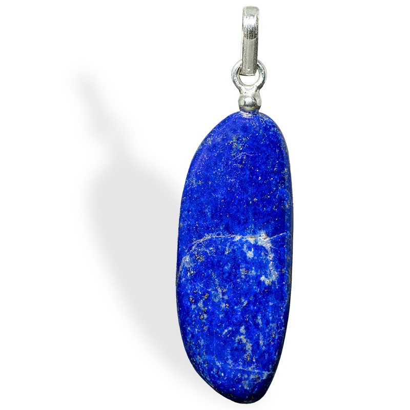 Pendentif Lapis-lazuli, pierre roulé, attache argent, pierre du 6e chakra pour l'intuition.