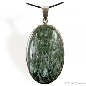 Séraphinite, grand pendentif ovale, argent