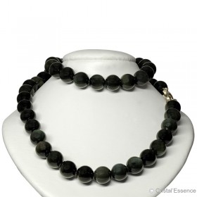 Obsidienne Arc-en-Ciel (ou Œil Céleste), collier perles 8 mm