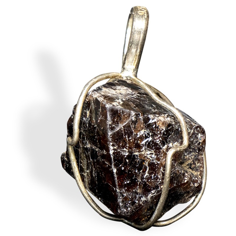 Pierre Zircon brun cristal d'Australie, pendentif montage argent
