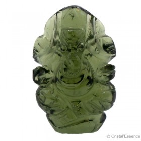 Moldavite taillée en forme de Ganesh, 3,7 g